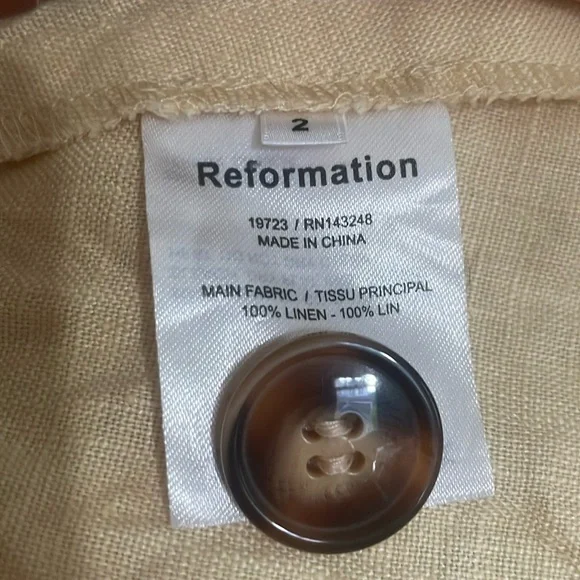 Reformation Cale Linen Midi Dress in Parmesan Size 2 - Picture 6 of 6